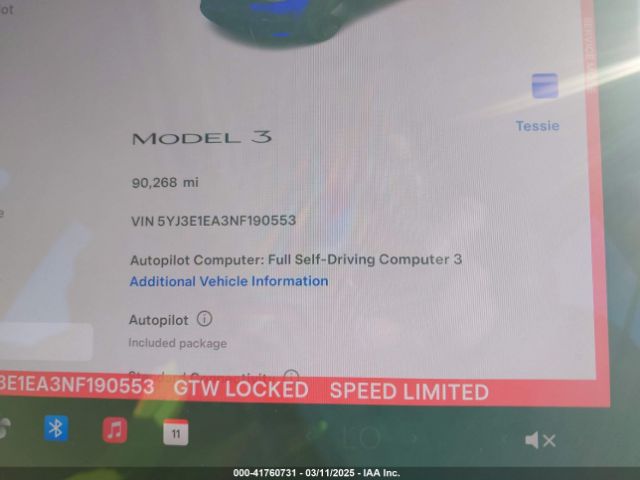 5YJ3E1EA3NF190553 Tesla Model 3 Rear-wheel Drive