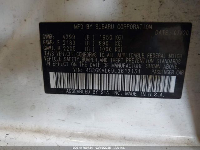 4S3GKAL69L3612151 Subaru Impreza Sport