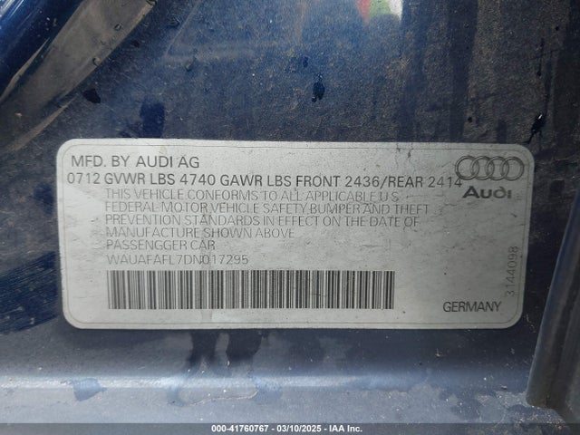 2013 AUDI A4 WAUAFAFL7DN017295 Photo 8
