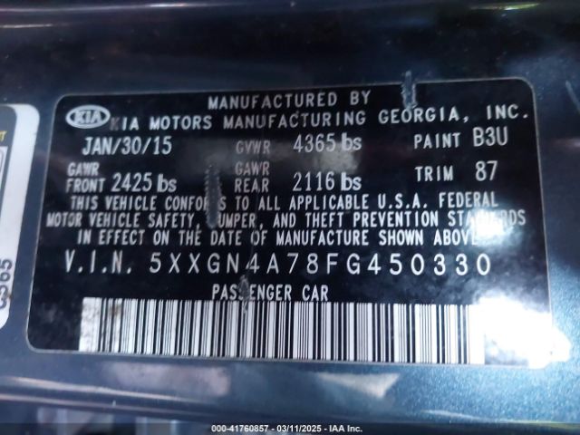 5XXGN4A78FG450330 KIA OPTIMA EX