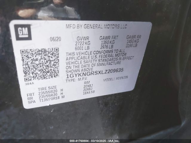 1GYKNGRSXLZ209635 Cadillac Xt5 Awd Sport