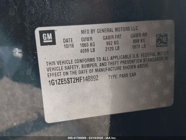 1G1ZE5ST2HF148892 Chevrolet MALIBU 1LT