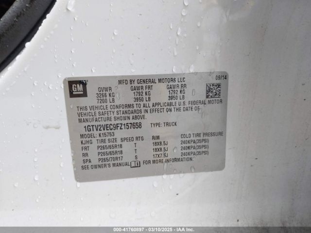 1GTV2VEC9FZ157658 GMC Sierra 1500 Slt