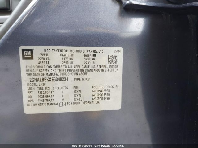 2GNALBEKXE6348234 Chevrolet EQUINOX 1LT