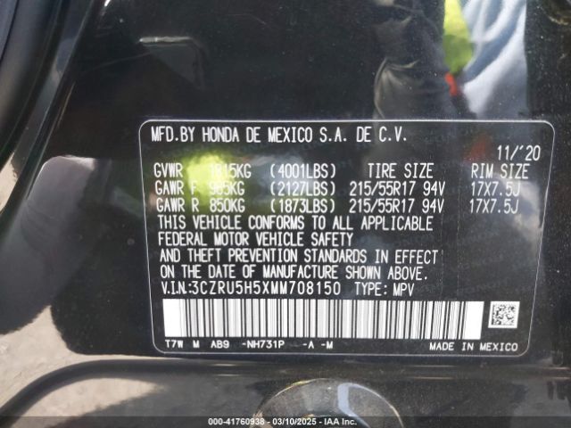 3CZRU5H5XMM708150 Honda Hr-v 2wd Ex