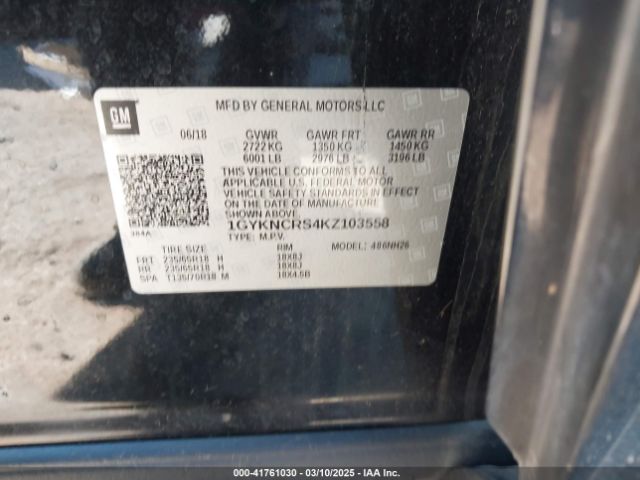 1GYKNCRS4KZ103558 Cadillac XT5 LUXURY