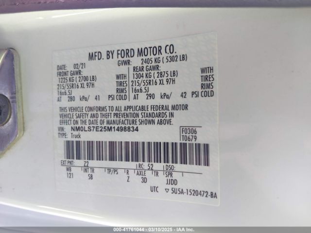 NM0LS7E25M1498834 Ford Transit Connect Xl Cargo Van