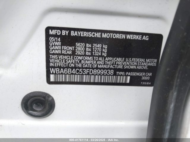 WBA6B4C53FD899938 BMW 650i Gran Coupe Xdrive