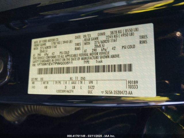 2023 FORD F-150 LIGHTNING 1FT6W1EV7PWG33511 Photo 8