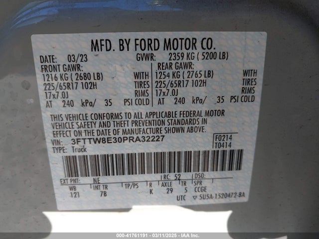 Ford Maverick Xlt 2023 3FTTW8E30PRA32227 Image 9