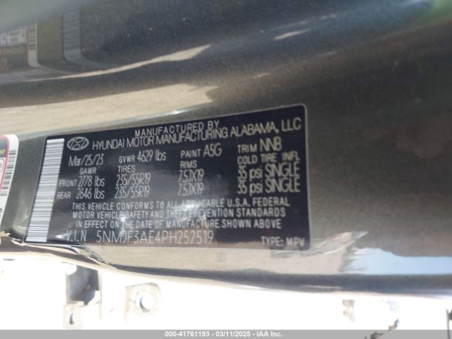 5NMJF3AE4PH252519 Hyundai TUCSON SEL