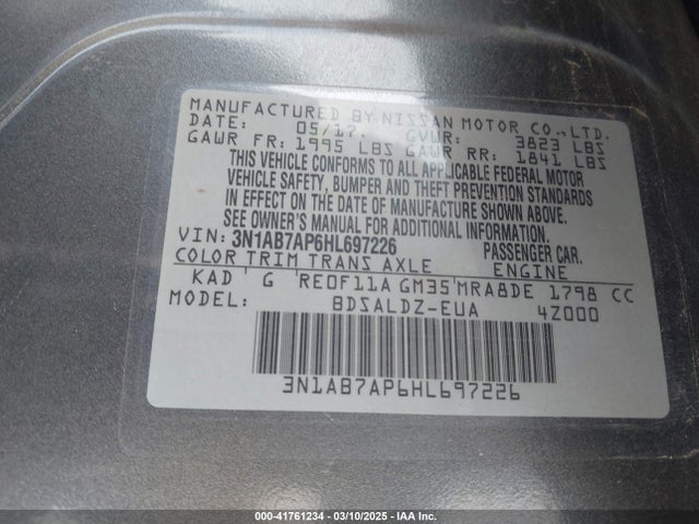 Nissan SENTRA SV 2017 3N1AB7AP6HL697226 Image 9