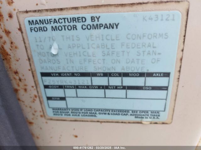 1971 FORD F250 F25YRK43121 Photo 8