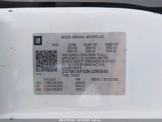1GTW7AFG3K1290845 GMC Savana 2500 Work Van