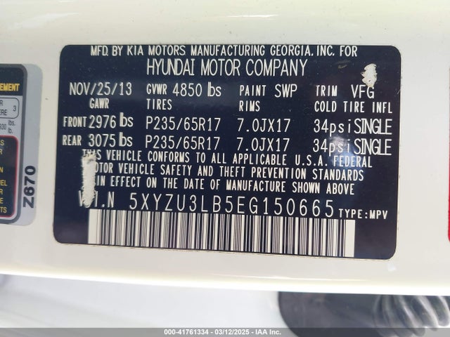 5XYZU3LB5EG150665 Hyundai Santa Fe Sport 2.4l