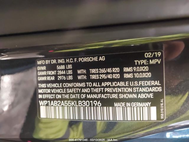WP1AB2A55KLB30196 Porsche MACAN S