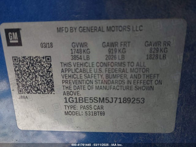 Chevrolet Cruze Lt Auto 2018 1G1BE5SM5J7189253 Image 9