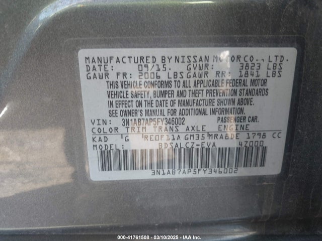Nissan SENTRA S 2015 3N1AB7AP5FY346002 Image 9