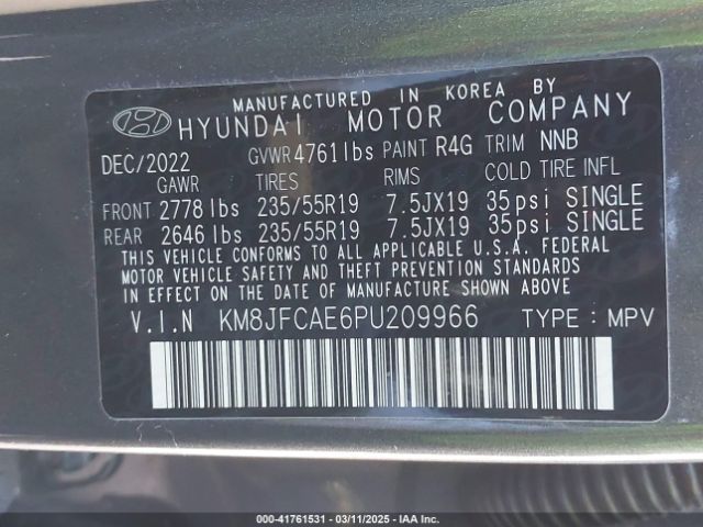 KM8JFCAE6PU209966 Hyundai Tucson Xrt