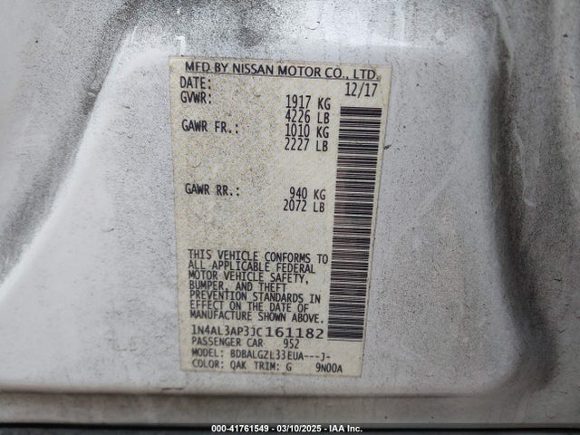 1N4AL3AP3JC161182 Nissan Altima 2.5 S