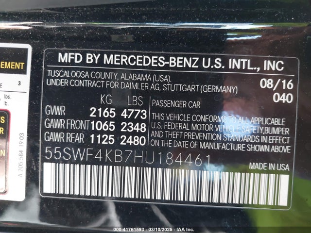 55SWF4KB7HU184461 Mercedes-Benz C 300 4matic/luxury 4matic/sport 4matic