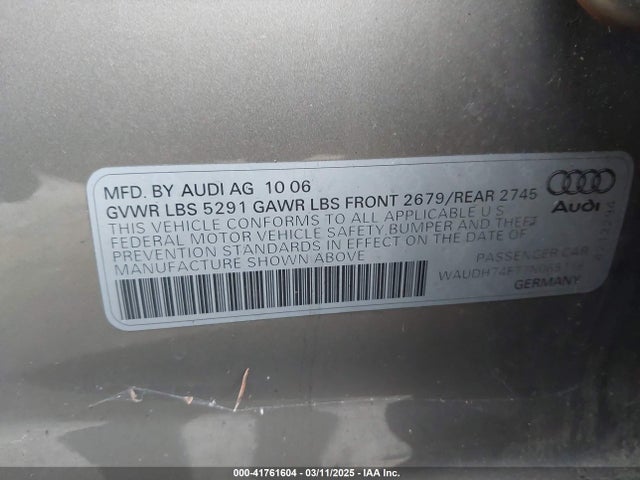 2007 AUDI A6 WAUDH74F77N065116 Photo 8