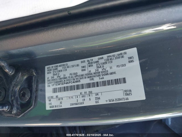 Ford F-150 Xl 2019 1FTEW1EP4KFC42905 Image 9
