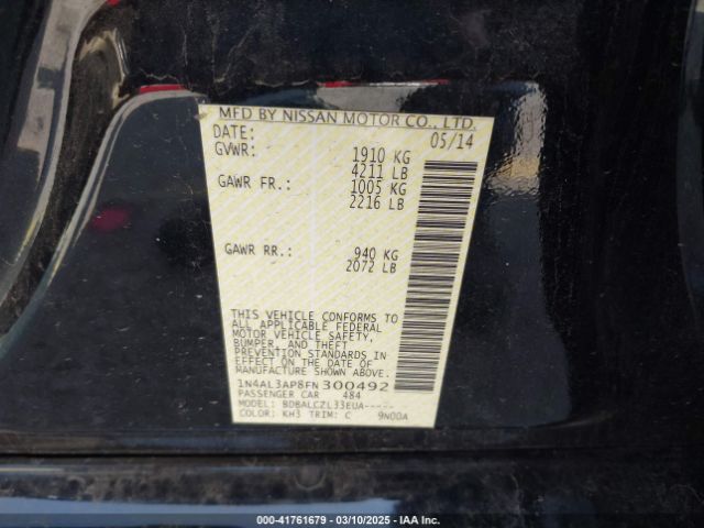 1N4AL3AP8FN300492 Nissan Altima 2.5/2.5 S/2.5 Sl/2.5 Sv
