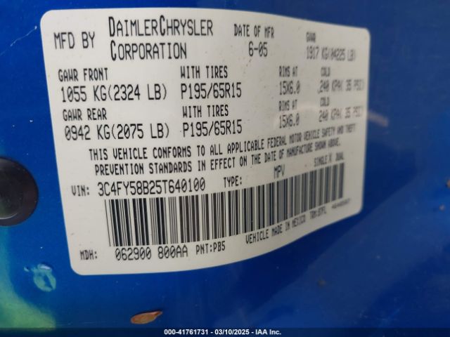 2005 CHRYSLER PT CRUISER 3C4FY58B25T640100 Photo 8