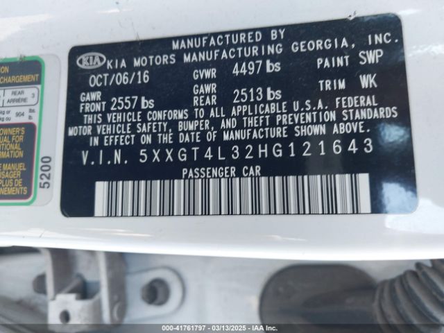 5XXGT4L32HG121643 KIA Optima Lx