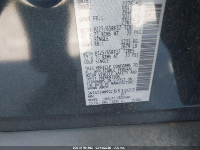 5N1AT2MN9GC851022 Nissan ROGUE S
