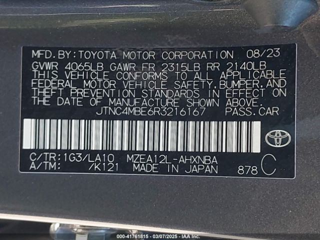 JTNC4MBE6R3216167 Toyota Corolla Xse