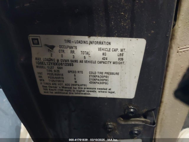 1999 CADILLAC ELDORADO 1G6EL12Y8XU612393 Photo 8