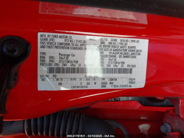 1FADP3K28EL265726 Ford FOCUS SE