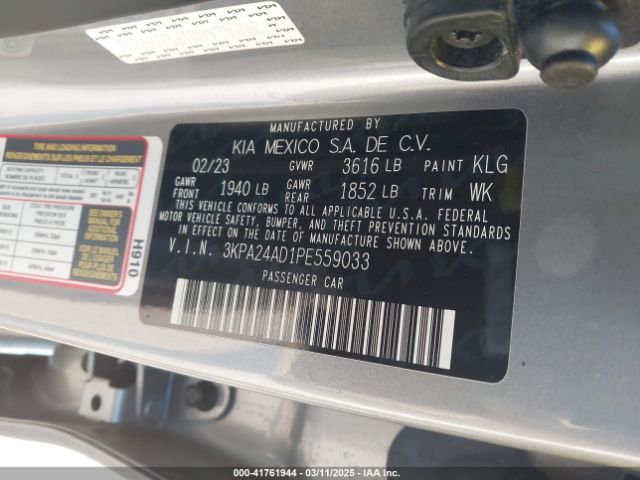 3KPA24AD1PE559033 KIA RIO S