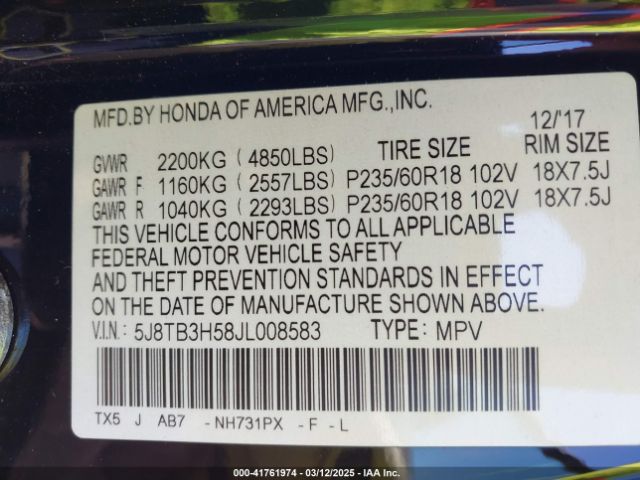 2018 ACURA RDX 5J8TB3H58JL008583 Photo 8