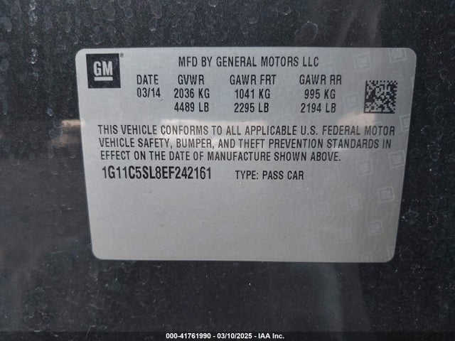 Chevrolet MALIBU 1LT 2014 1G11C5SL8EF242161 Image 9