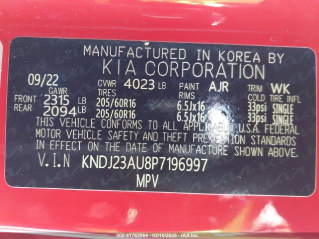 KNDJ23AU8P7196997 KIA SOUL LX