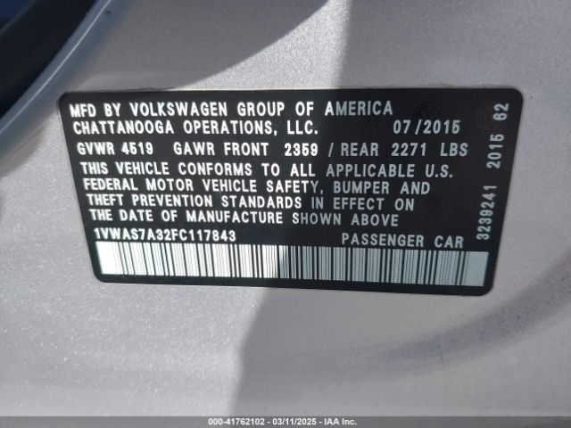 1VWAS7A32FC117843 Volkswagen Passat 1.8t Limited Edition