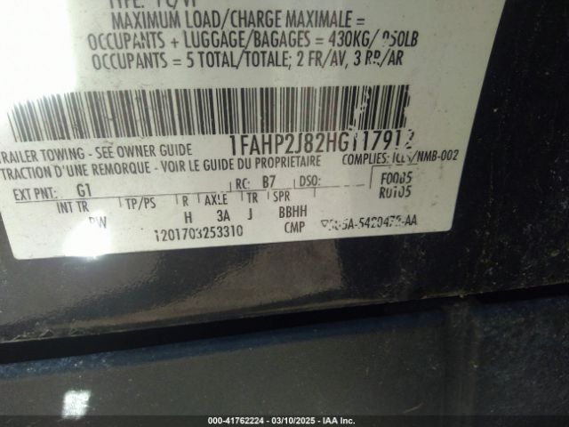 1FAHP2J82HG117912 Ford Taurus Limited