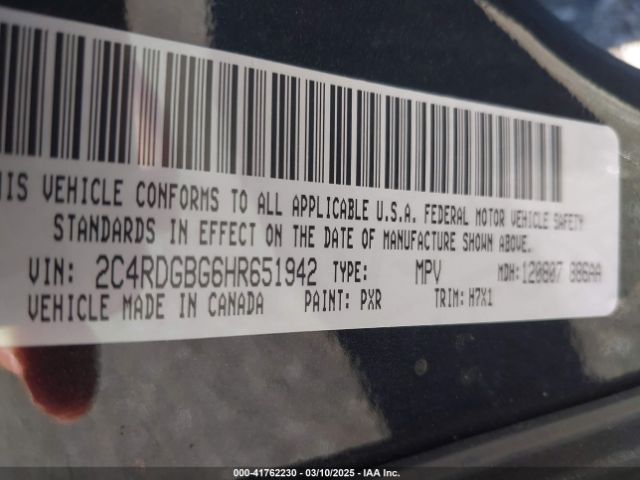 2017 DODGE GRAND CARAVAN 2C4RDGBG6HR651942 Photo 8