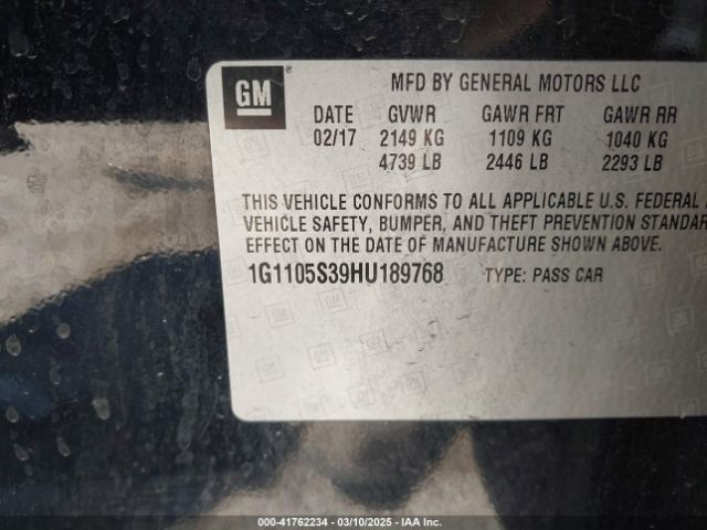 1G1105S39HU189768 Chevrolet IMPALA 1LT
