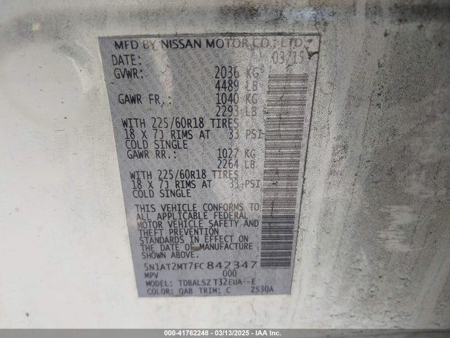 Nissan Rogue Sl 2015 5N1AT2MT7FC842347 Image 9