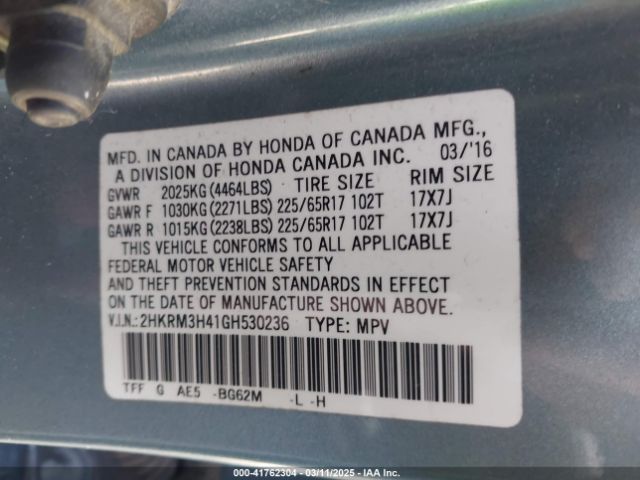 2HKRM3H41GH530236 Honda CR-V SE
