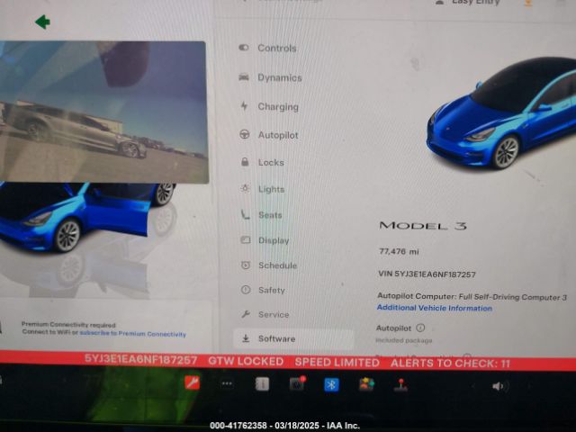 5YJ3E1EA6NF187257 Tesla Model 3 Rear-wheel Drive