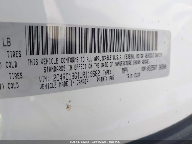 2C4RC1BG1JR119682 Chrysler Pacifica Touring L