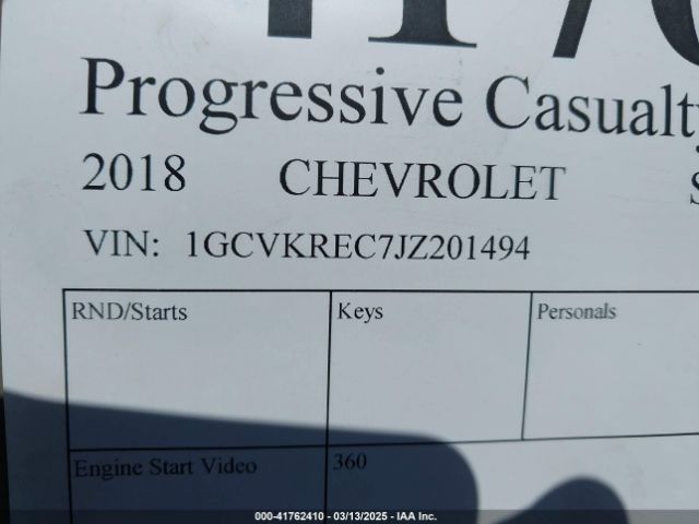 1GCVKREC7JZ201494 Chevrolet Silverado 1500 2lt