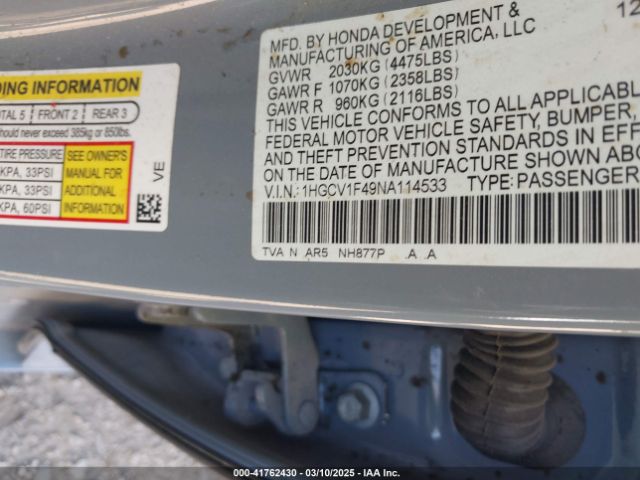 1HGCV1F49NA114533 Honda Accord Sport Special Edition