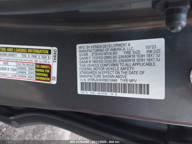 Honda Odyssey Ex-l 2024 5FNRL6H65RB016848 Image 9