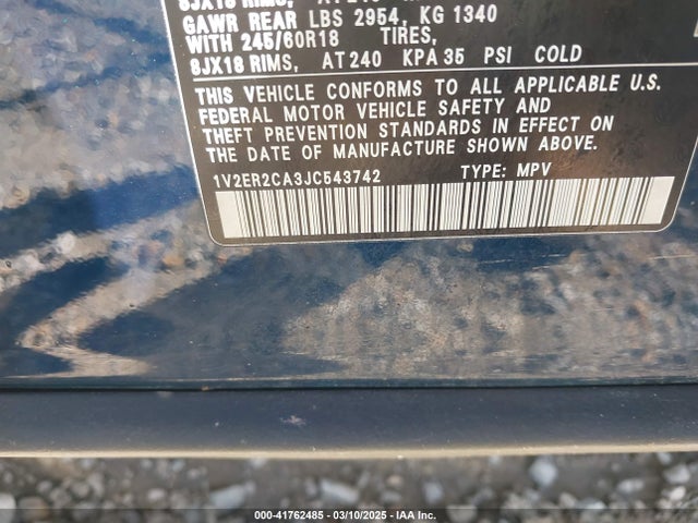 Volkswagen fsi 2018 1V2ER2CA3JC543742 Image 9